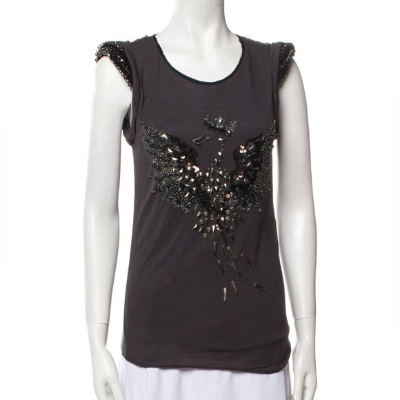 Lanvin Black Embellished Muscle Tee - Picture 1 of 2